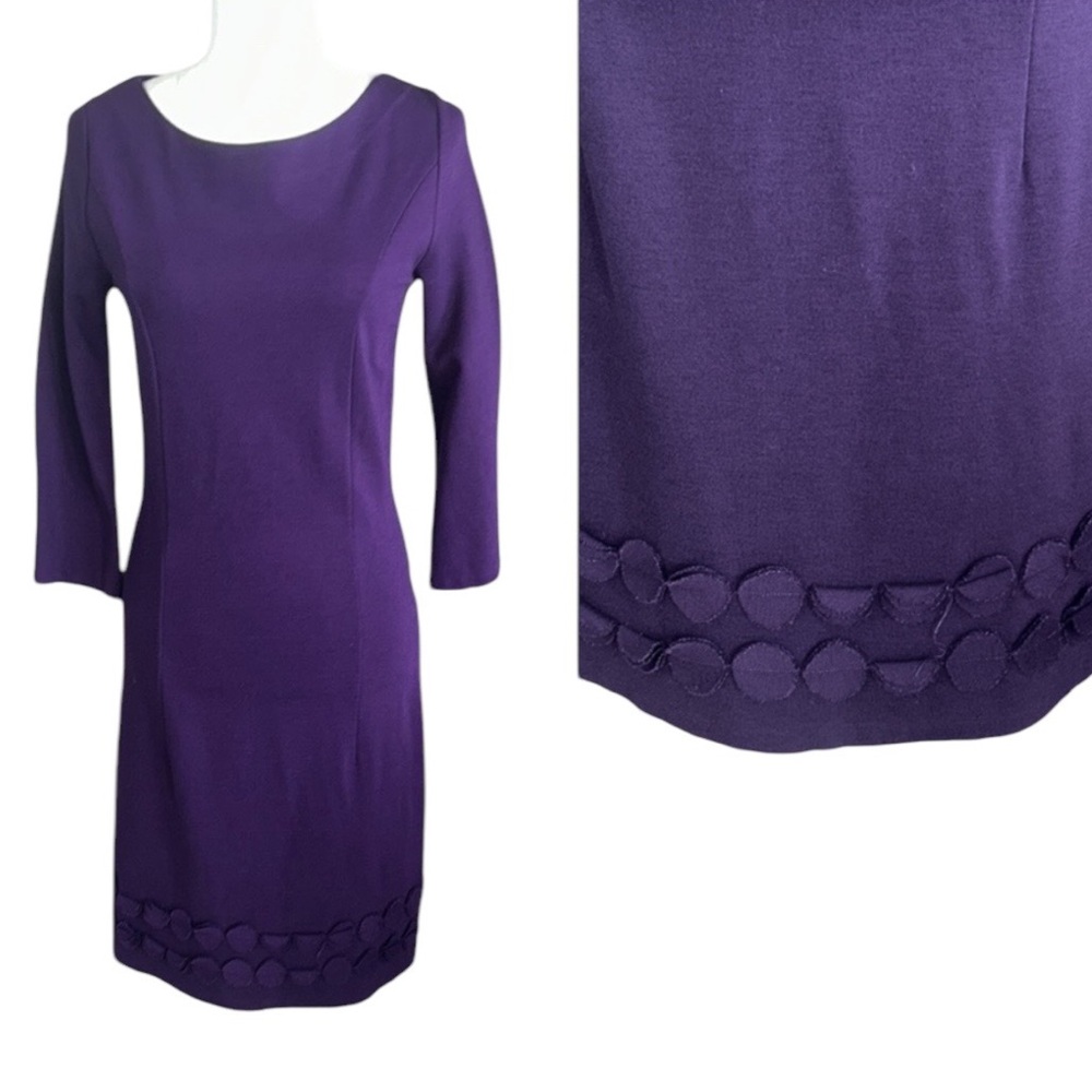 Boden Purple Circle Embellished Ponte Knit Sheath Dress - 6
